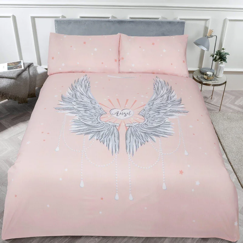 Angel Wings Duvet Cover Set Blush