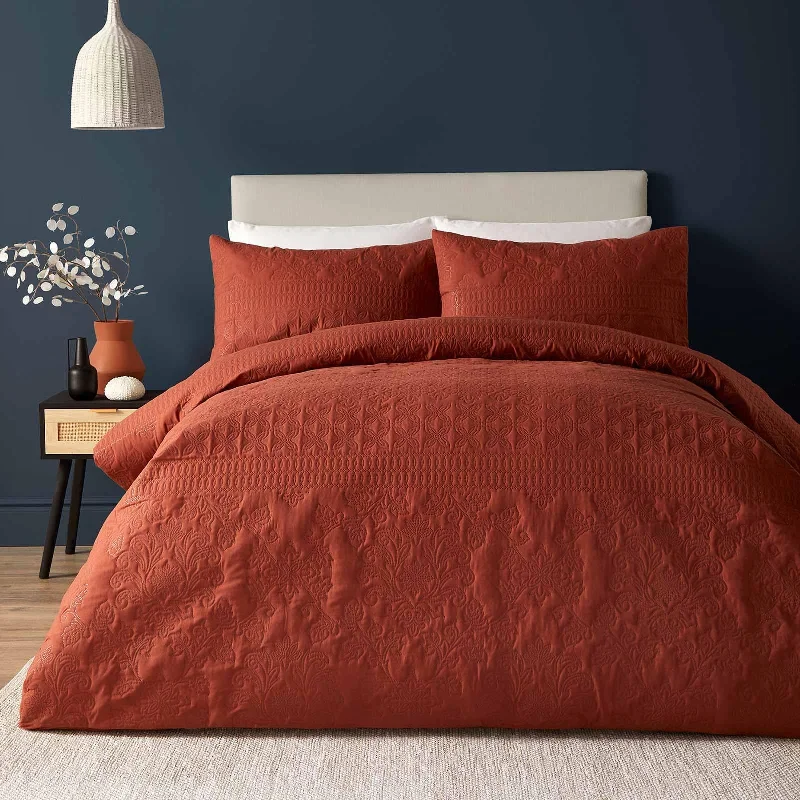 Avery Stripe Duvet Cover Set Terracotta