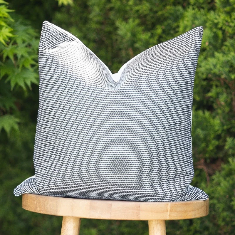 AZURE || Navy & Ivory Striped Indoor/Outdoor Pillow Cover