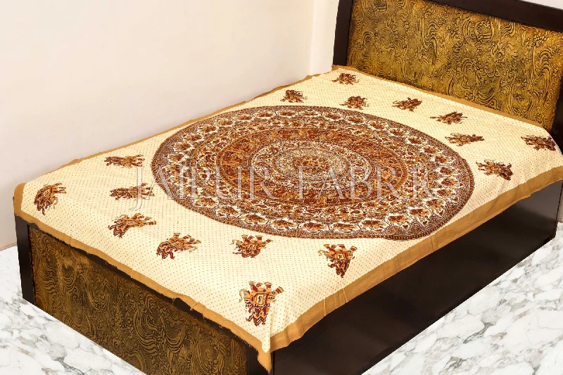 Bagru Brown With Cream Color Handmade Print Single Bed Sheet