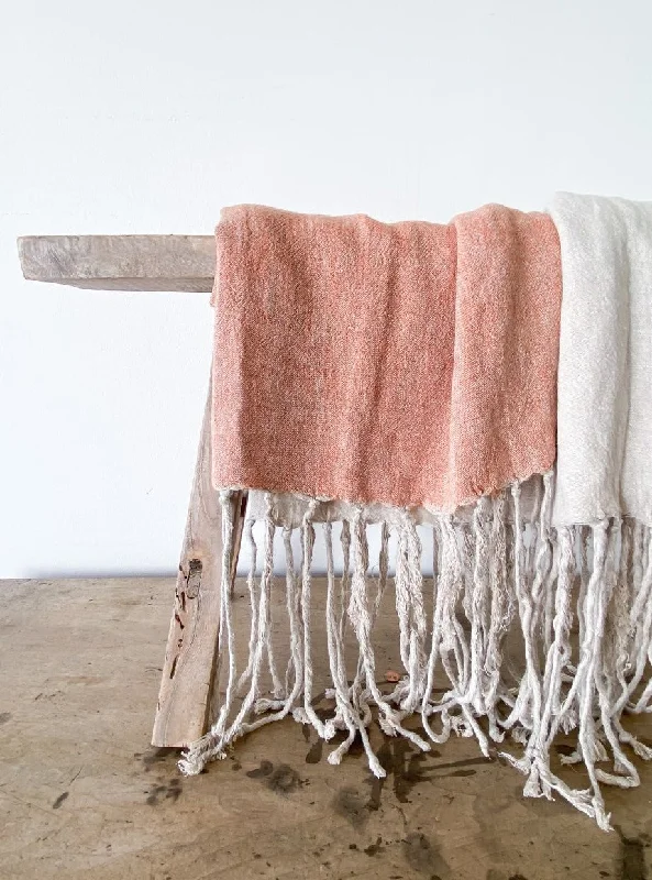 Bahia Linen Throw - Natural/Pumpkin