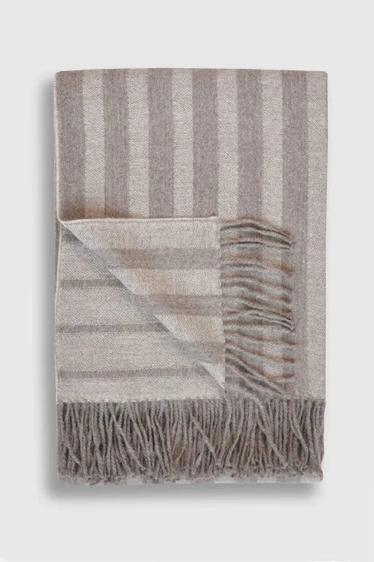 Banda Baby Alpaca Throw Brown & Taupe Vertical Stripes