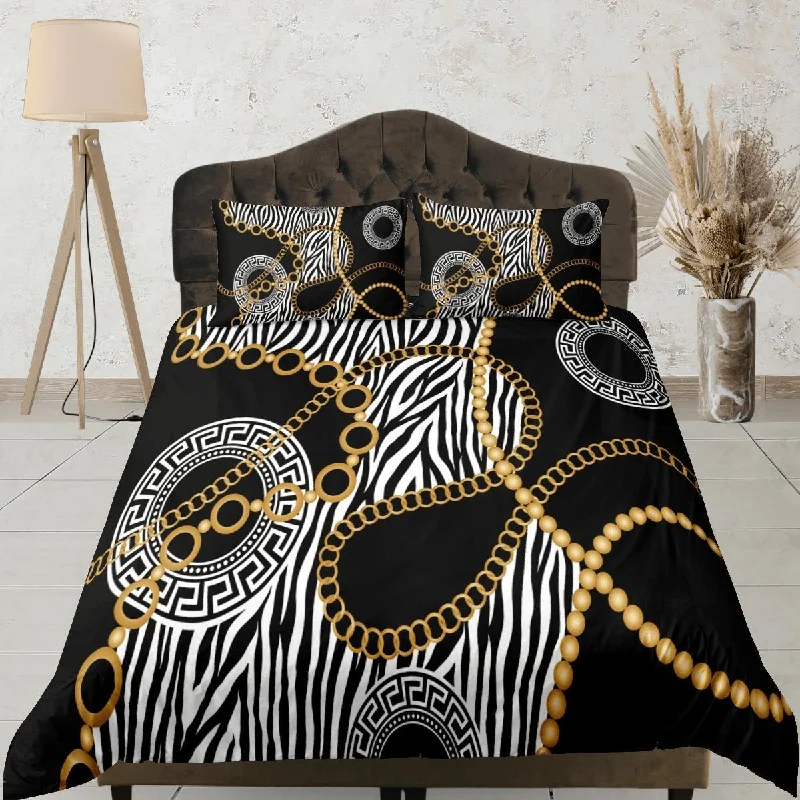 Baroque Black Luxury Duvet Cover Set Aesthetic Bedding Set Full Victorian Decor