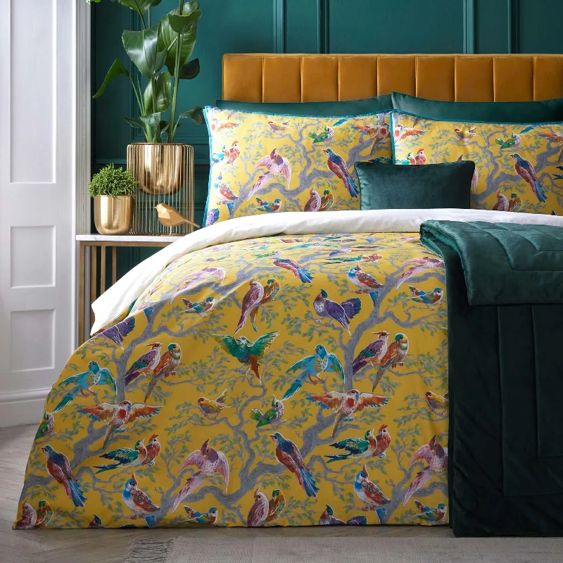 Birdity Absurdity Duvet Cover Set Yellow