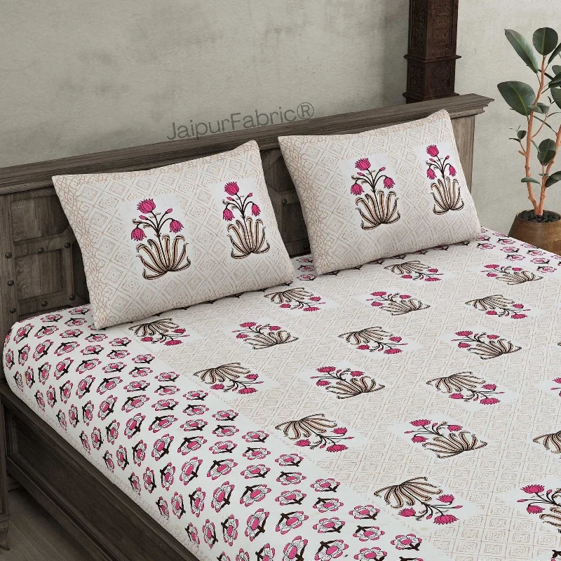 Blossomy Wonder Pink Pure Cotton Double Bedsheet