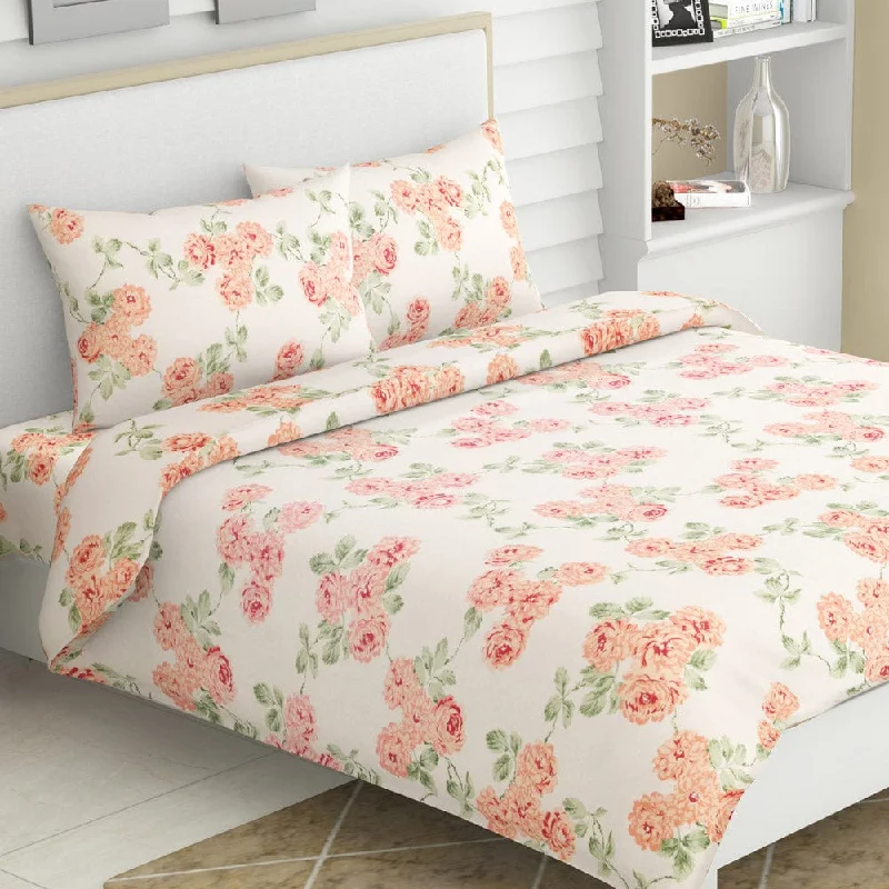 Blushing Blossom, 100% Cotton King Bedsheet, 120 TC