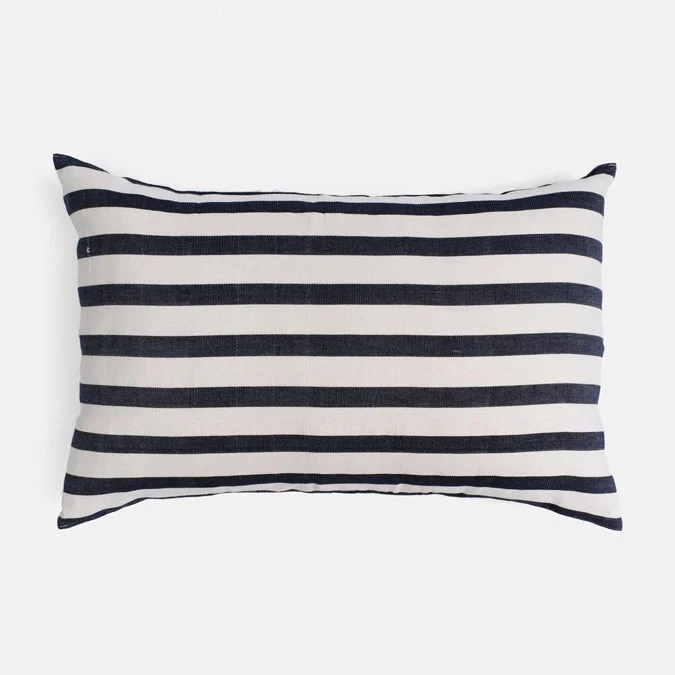 Bold Navy Stripe Lumbar Pillow