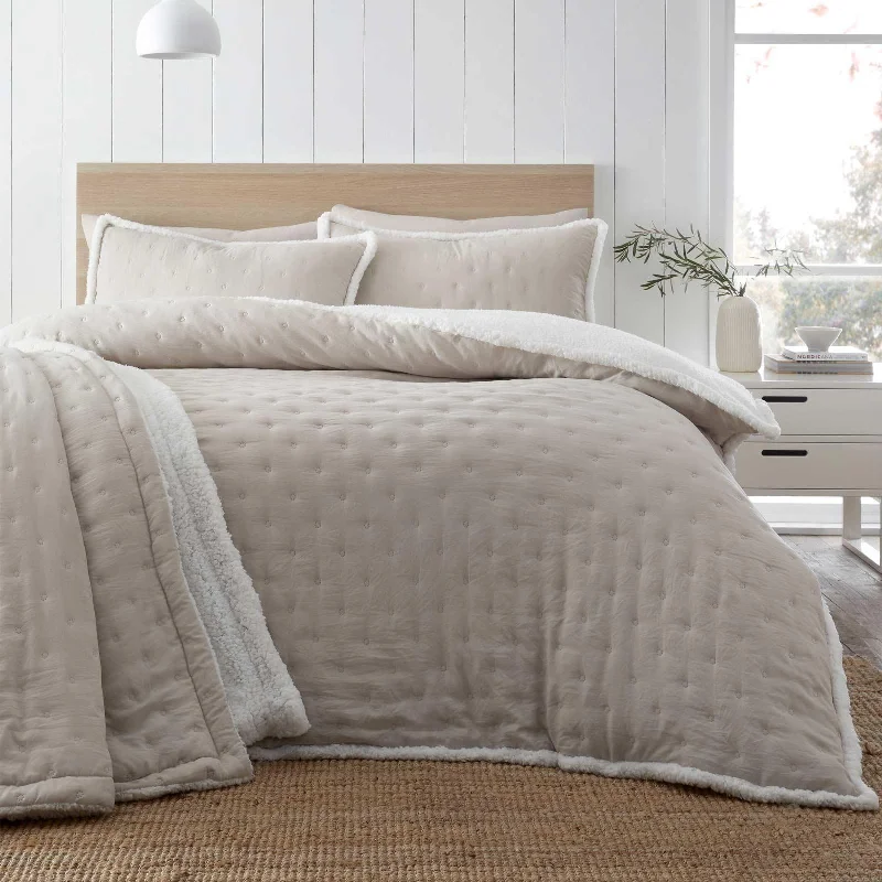 Cosy Nori Sherpa Duvet Cover Set Cream