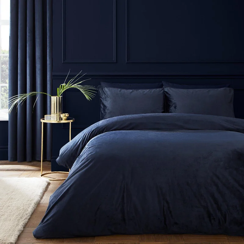 Kingsley Matt Velvet Duvet Cover Set Navy