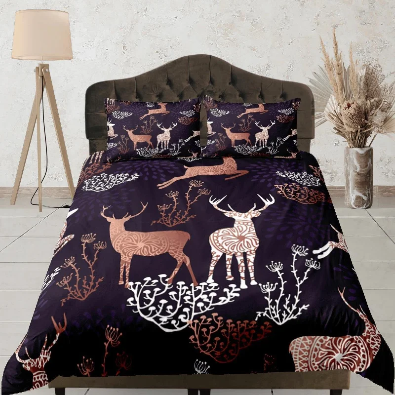 Christmas Duvet Cover Set and Christmas Pillows Reindeer Dorm Bedding Comforter Cover Christmas Gift