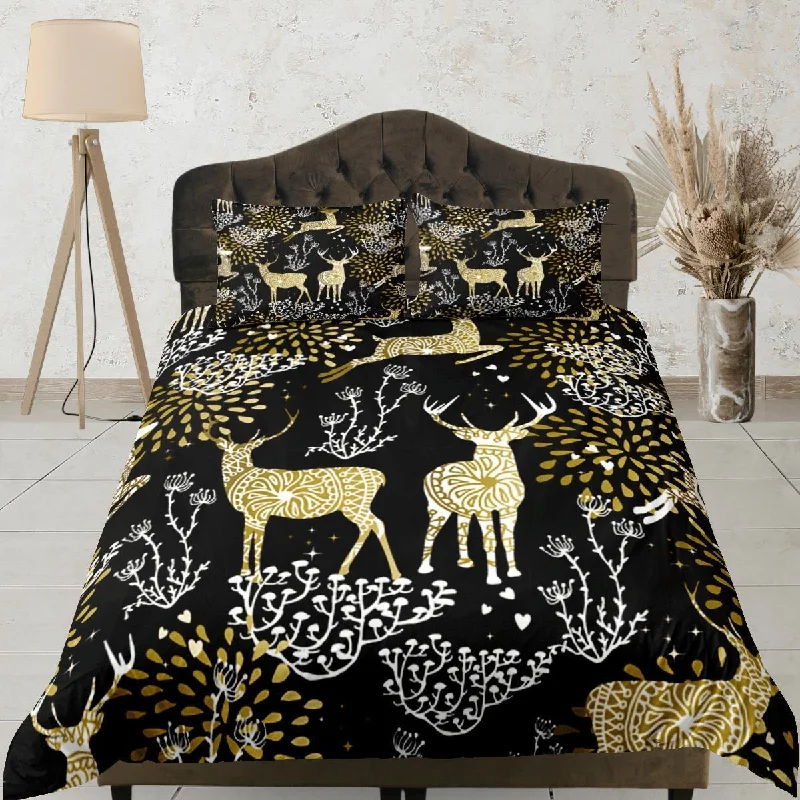 Christmas Duvet Cover Set and Christmas Pillows Reindeer Dorm Bedding Comforter Cover Christmas Gift