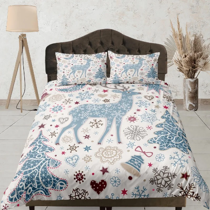 Christmas Duvet Cover Set and Christmas Pillows Reindeer Dorm Bedding Comforter Cover Christmas Gift