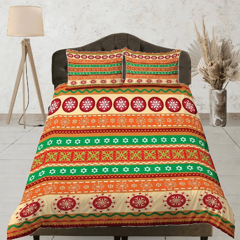 Christmas Duvet Cover Set with Pillows Christmas Pattern Dorm Bedding Comforter Cover Christmas Gift