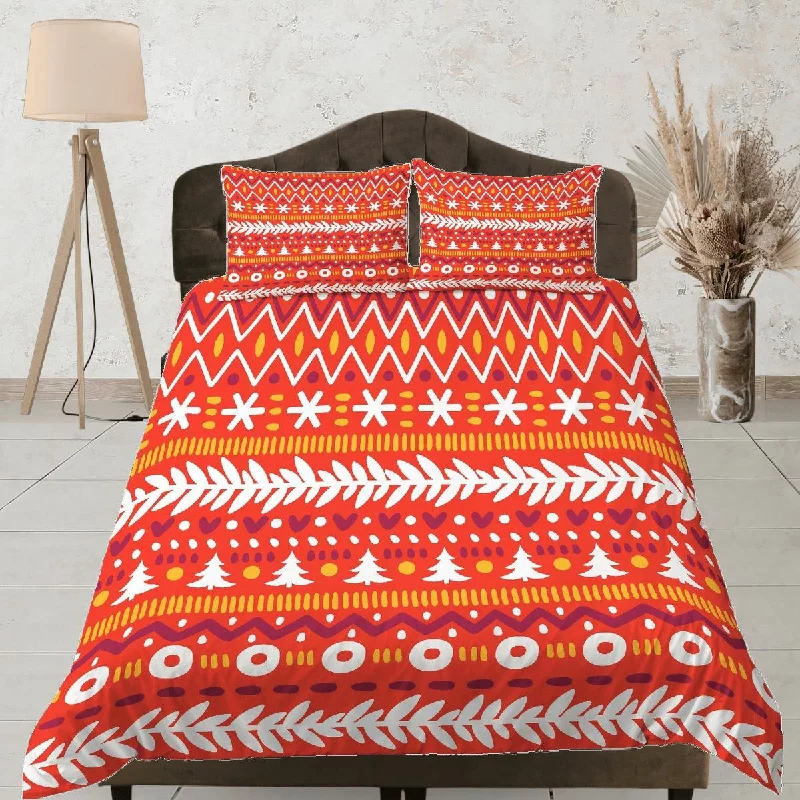 Christmas Duvet Cover Set with Pillows Christmas Pattern Dorm Bedding Comforter Cover Christmas Gift