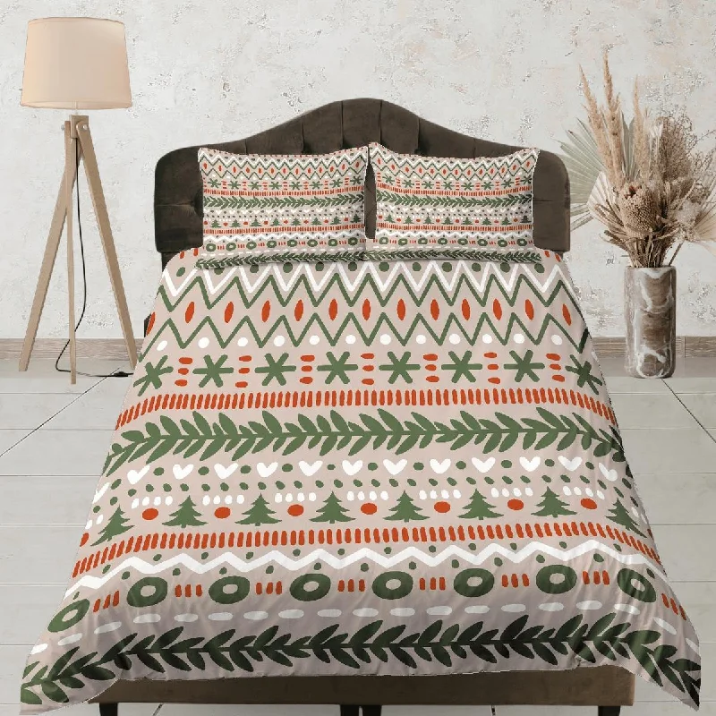 Christmas Duvet Cover Set with Pillows Christmas Pattern Dorm Bedding Comforter Cover Christmas Gift