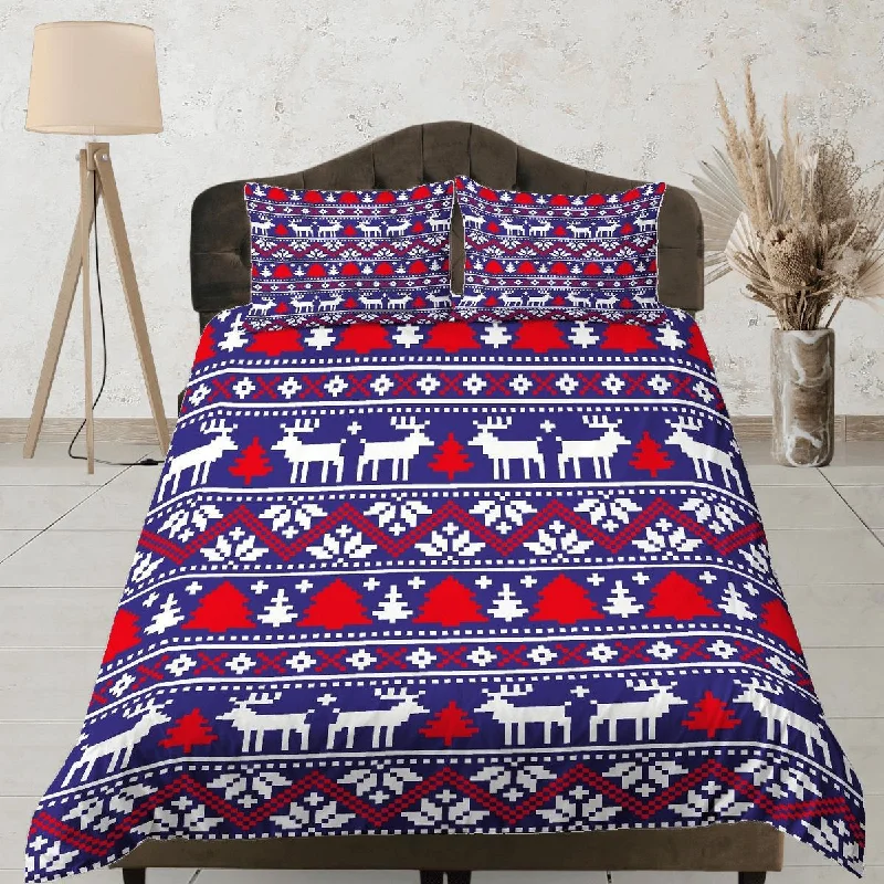 Christmas Duvet Cover Set with Pillows Christmas Pattern Dorm Bedding Comforter Cover Christmas Gift