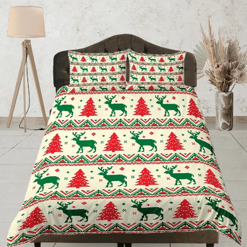 Christmas Duvet Cover Set with Pillows Christmas Tree Dorm Bedding Comforter Cover Christmas Gift