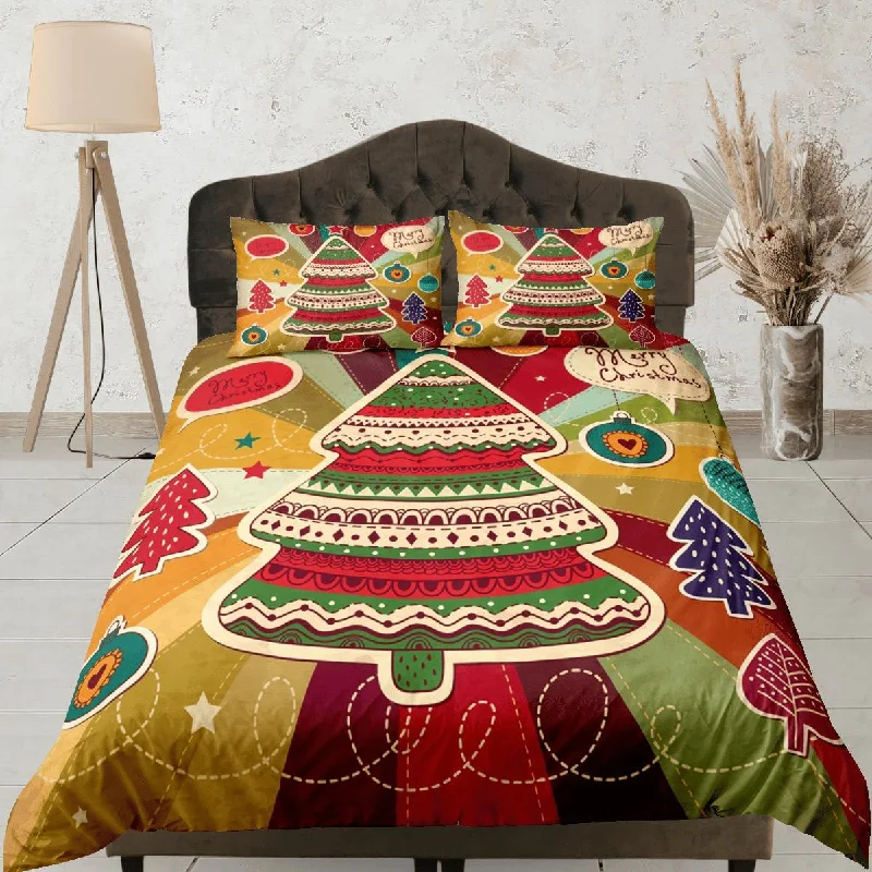 Christmas Duvet Cover Set with Pillows Christmas Tree Dorm Bedding Comforter Cover Christmas Gift