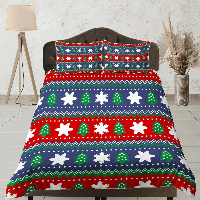 Christmas Duvet Cover Set with Pillows Christmas Tree Dorm Bedding Comforter Cover Christmas Gift