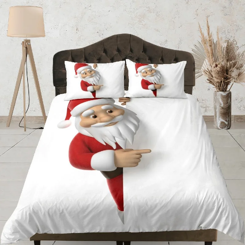 Christmas Duvet Cover Set with Pillows Santa Claus Dorm Bedding Comforter Cover Christmas Gift