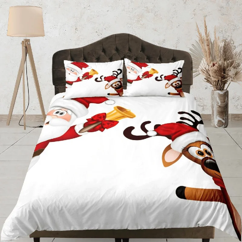 Christmas Duvet Cover Set with Pillows Santa Claus Dorm Bedding Comforter Cover Christmas Gift