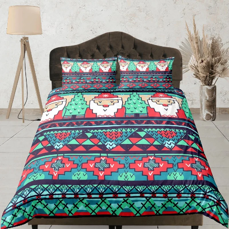 Christmas Duvet Cover Set with Pillows Santa Claus Dorm Bedding Comforter Cover Christmas Gift