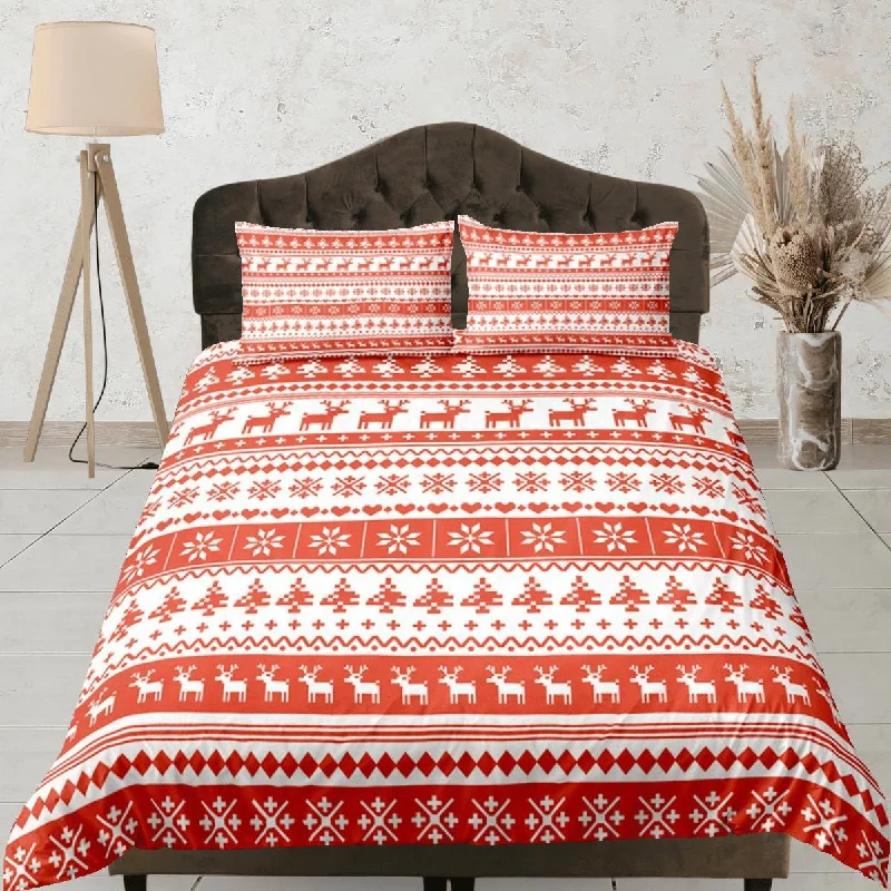 Christmas Gift Red Duvet Cover Pillowcase Bedspread Holiday Gift Bedding Set