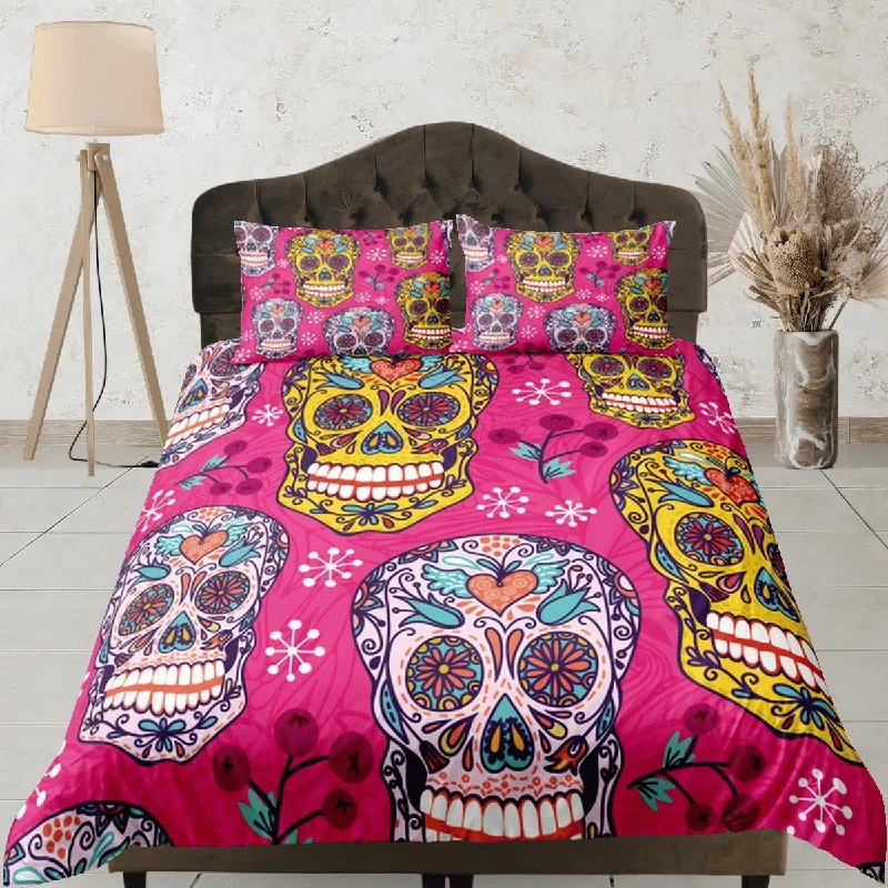 Cinco de Mayo Skull Duvet Cover Set Colorful Bedspread Dorm Bedding Pillowcase Bedding Mexican Design