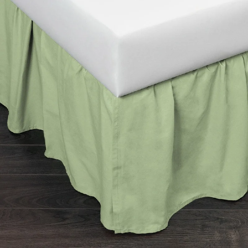 Cottage Home Brighton Green Cotton 39 x 76 x 21 Inch Drop 3 Piece Tuck in Bed Skirt