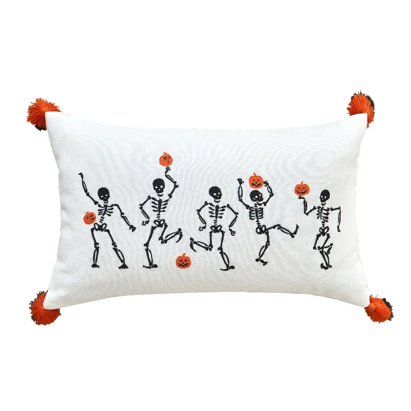 Dancing Skeletons Fringe Lumbar Pillow