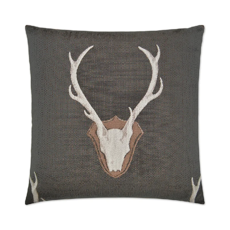 Woodland Buck Pillow, Gray