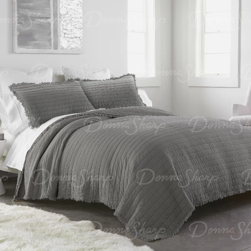 Delano Garment Washed Cotton Quilted Collection - Grey **DISCONTINUED - Quantities Limited**