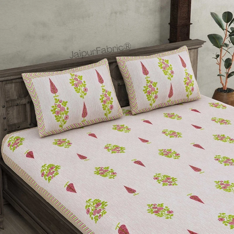 Deodar Décor Pink Pure Cotton Double Bedsheet