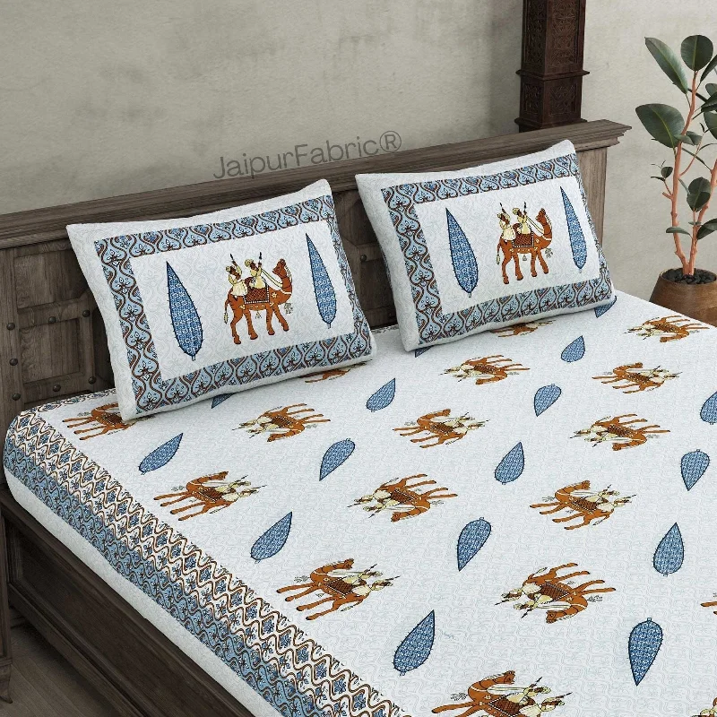 Desert King Blue Pure Cotton Double Bedsheet