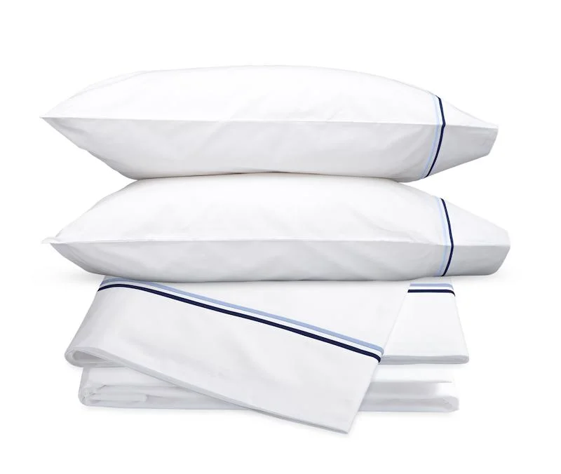 Essex Navy Embroidered Hotel Sheet Set by Matouk