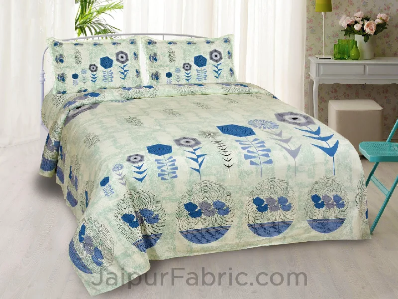 flower basket blue king size bedsheet