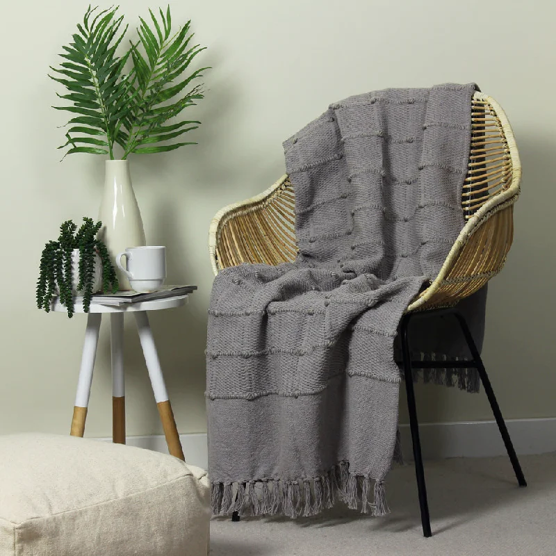 Motti Woven Tufted Stripe Throw Grey