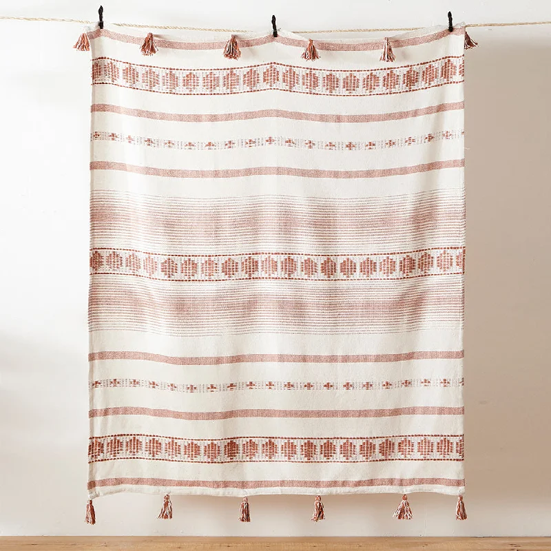 Pangea Tasselled Throw Terracotta