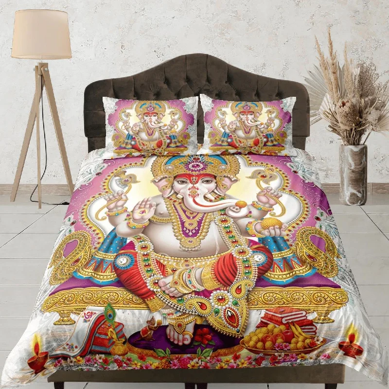 Ganesha Duvet Cover Set Indian Decor, Bedspread Elephant Gift Bedding Set