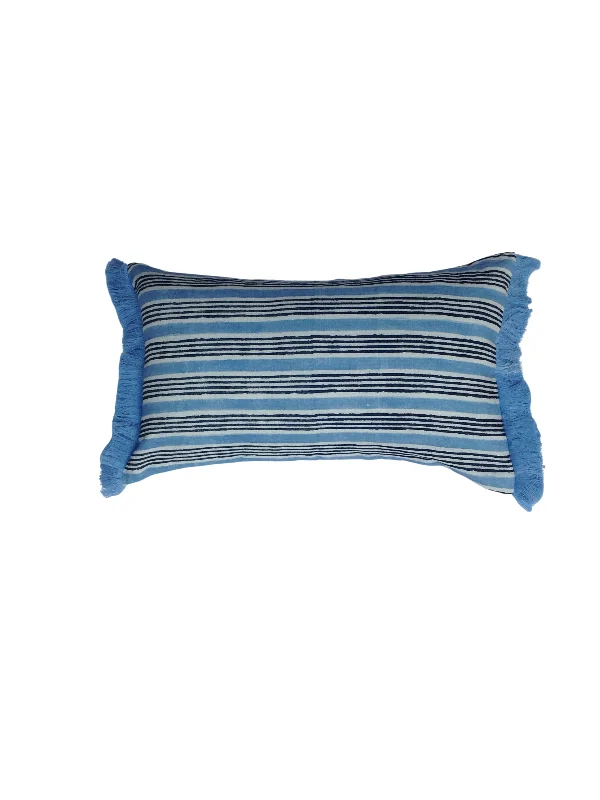 Gayana Stripe Indigo/Cornflower Blue Lumbar Pillow Cover