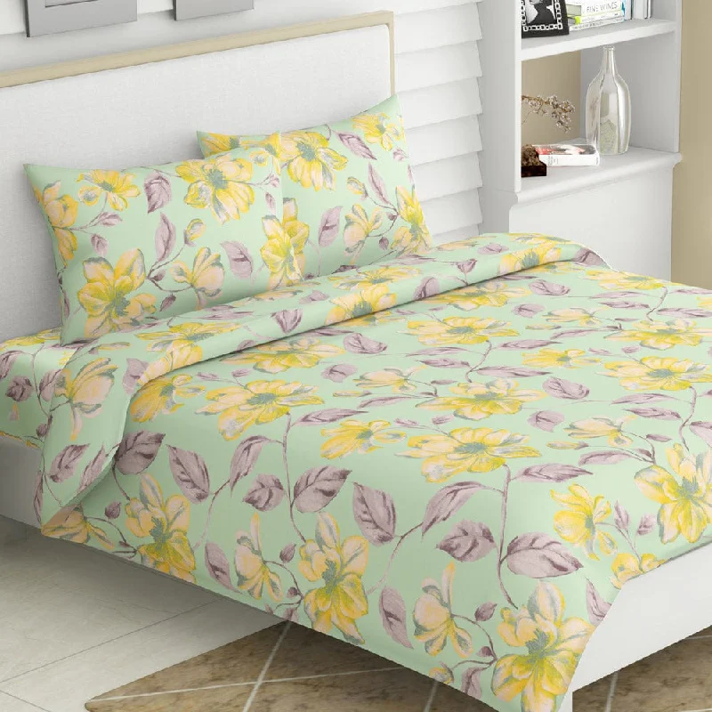 Golden Petal, 100% Cotton Double Bedsheet, 120 TC