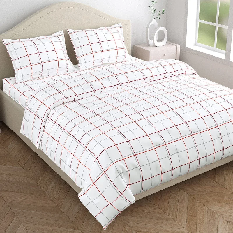 Grid Overlay 100% Cotton King Bedsheet, 186 TC