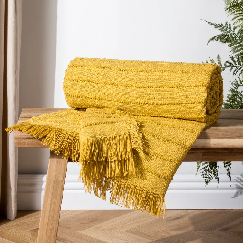 Hazie Woven Fringed Throw Pomelo