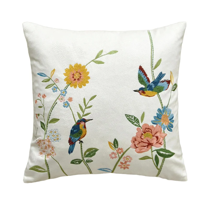 Hummingbirds and Flowers Pillow