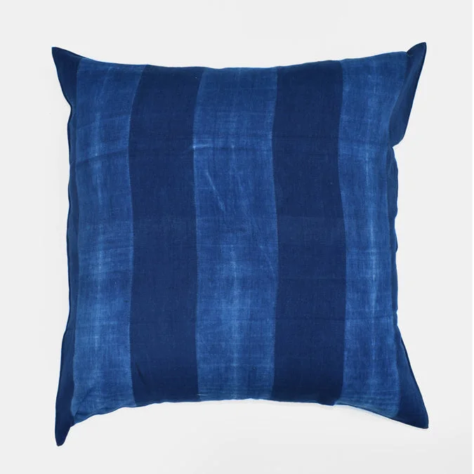 Indigo Wide Stripe Square Pillow