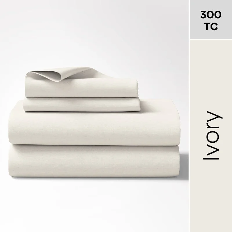 Ivory 100% Cotton Bedsheet, 300 TC