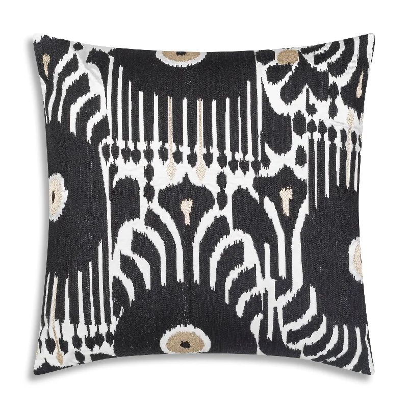 Kas Ivory Black Ikat Pillow