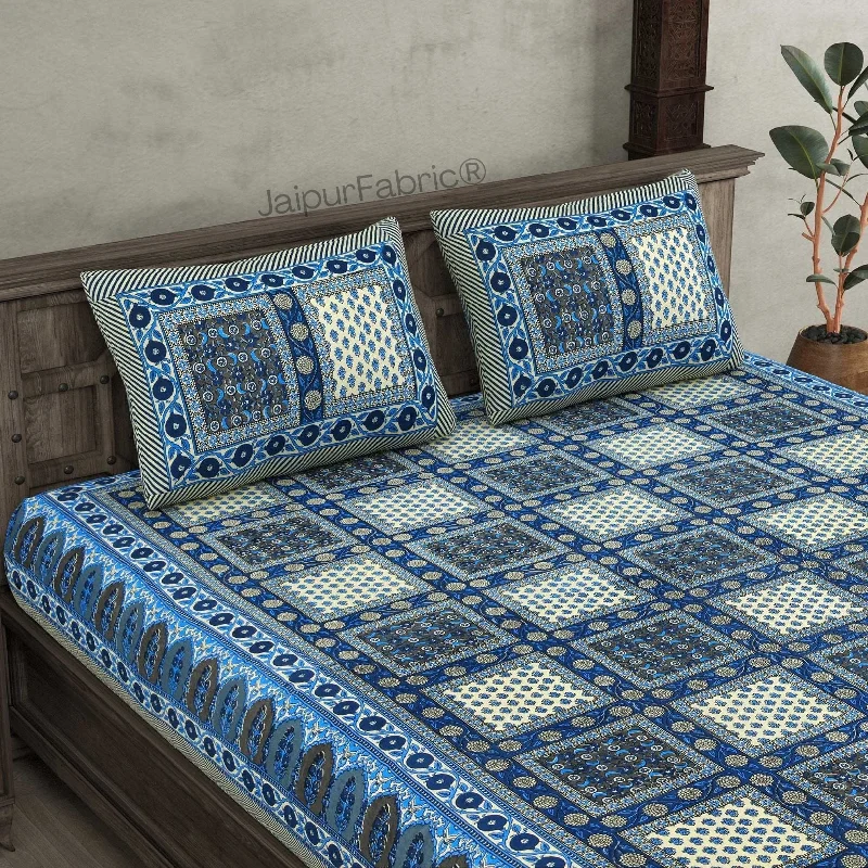 Kool Kyari Blue Pure Cotton Double Bedsheet