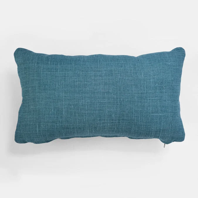 Lagoon Blue Belgian Linen Lumbar Pillow