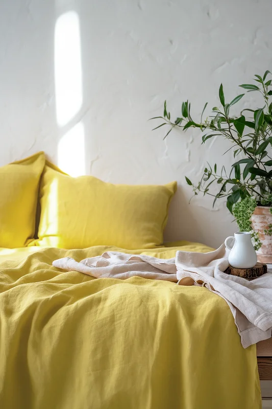 Lemon yellow heavy weight duvet cover